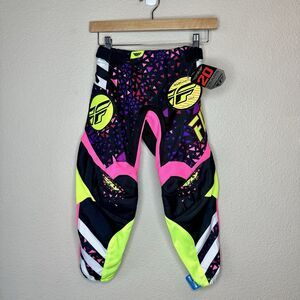 Fly Racing Pants Girls Size 20 Motocross Kinetic Pro Black yellow pink Rare HTF